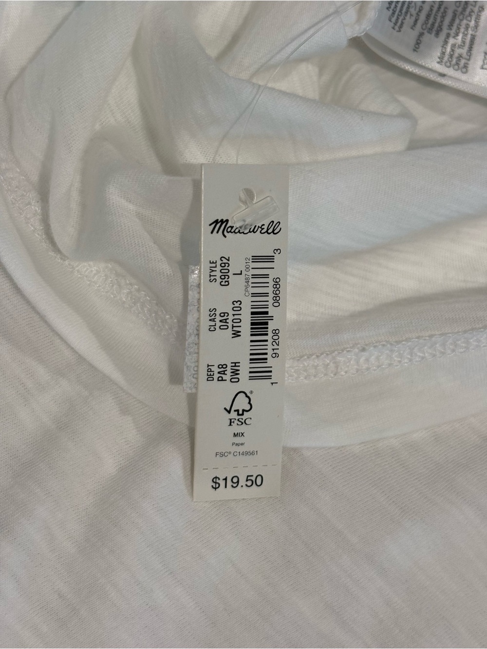 NWT Madewell Women’s Large White V-Neck Pocket Tee -Short Sleeve - Picture 12 of 12